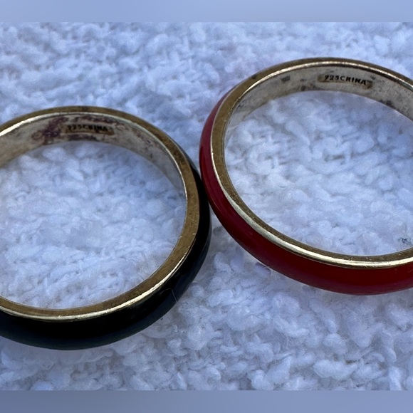 Incredible price! Pair of RARE Hidalgo enamel and gold-over-sterling bands - Picture 4 of 6